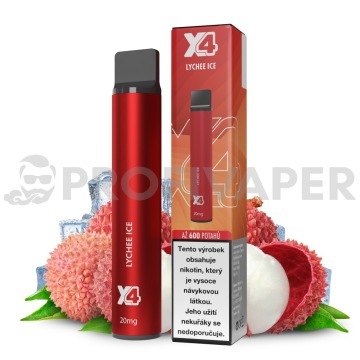 X4 Bar Chladivé liči (Lychee Ice) jednorázová e-cigareta